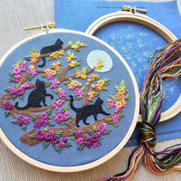 Cats & Full Moon Embroidery Kit - Handcraft Harbor