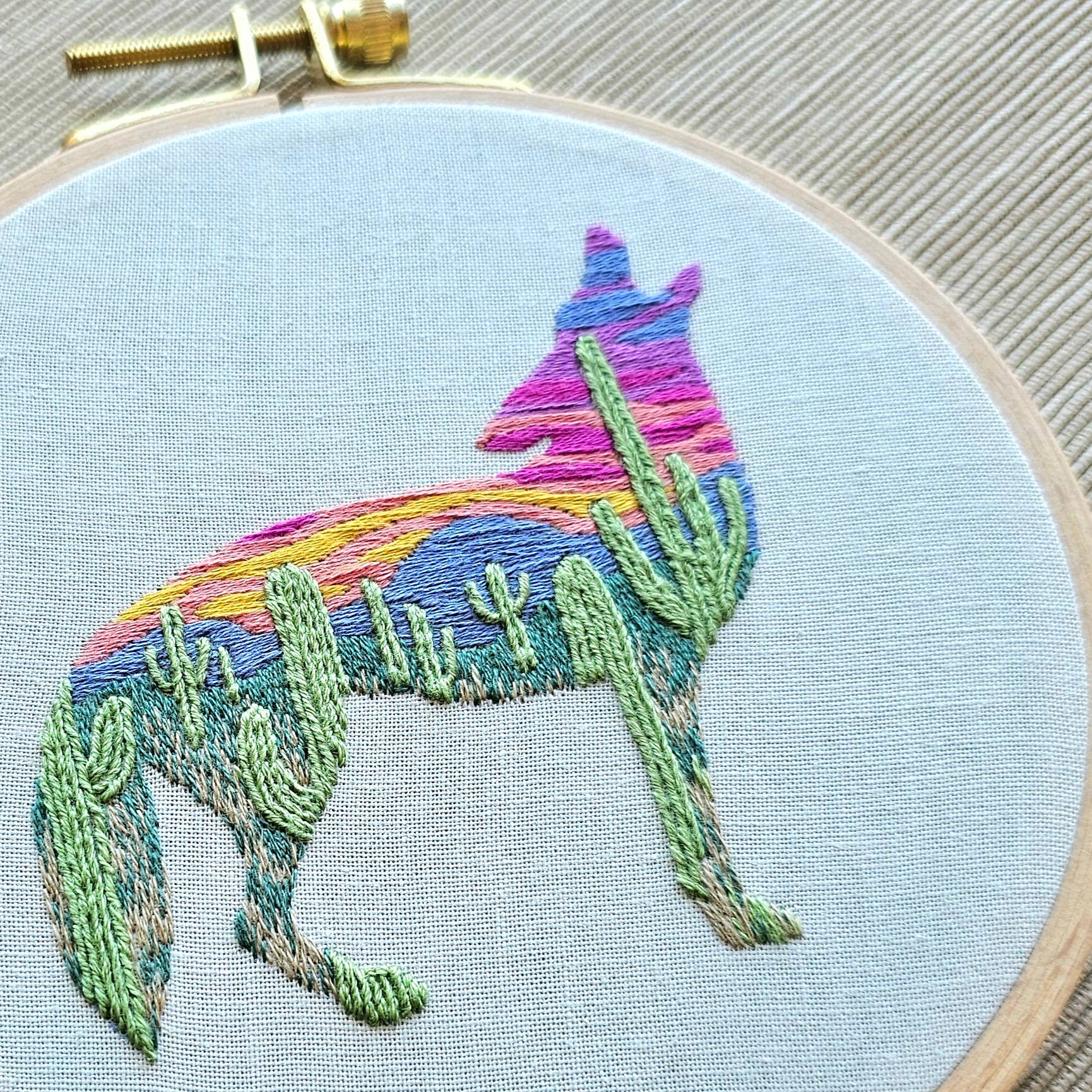 Desert Coyote Embroidery Kit