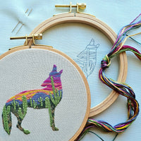 Desert Coyote Embroidery Kit - Handcraft Harbor