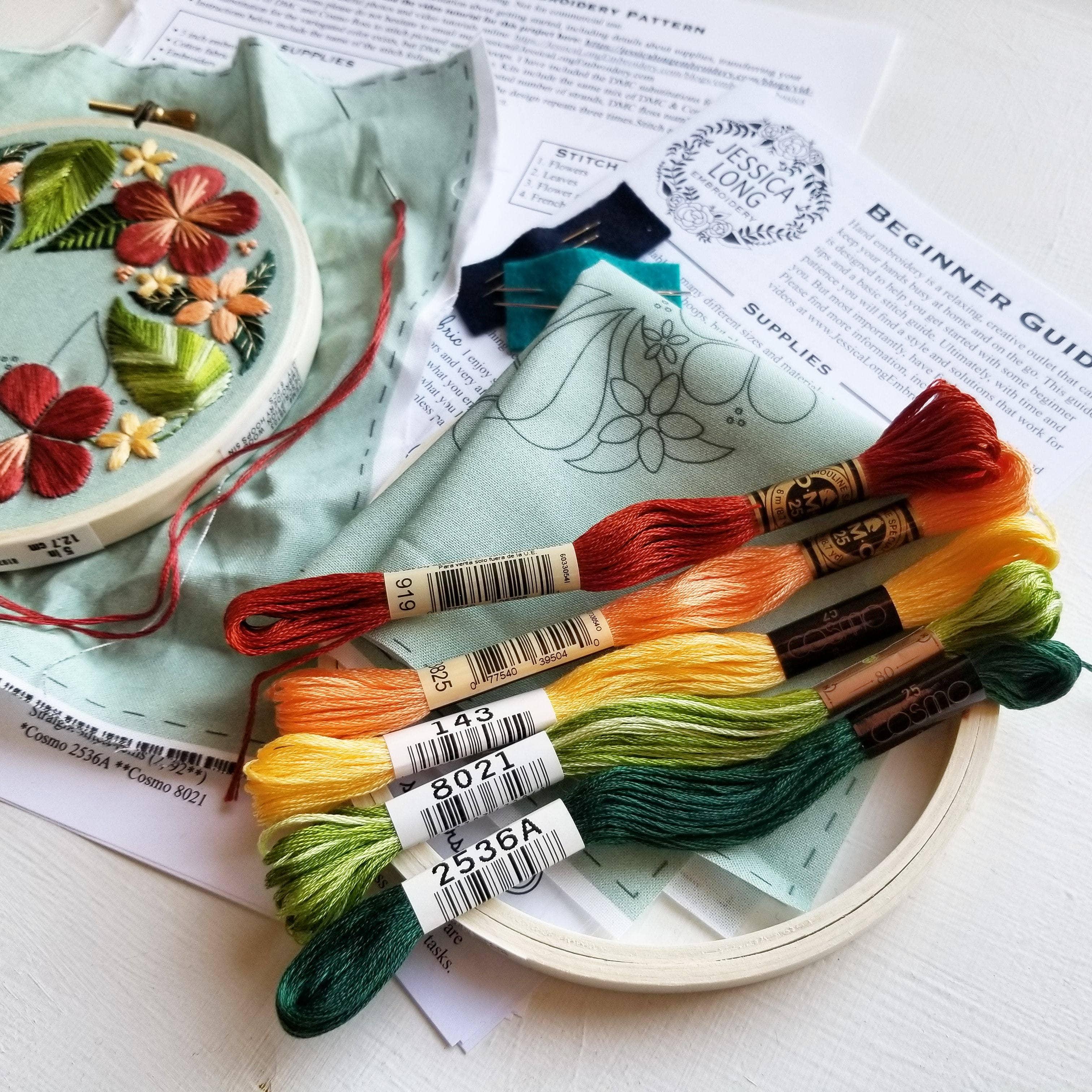Floral Flourish Beginner Embroidery Kit - Handcraft Harbor