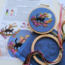 Mini Black Cat & Full Moon Embroidery Kit - Handcraft Harbor