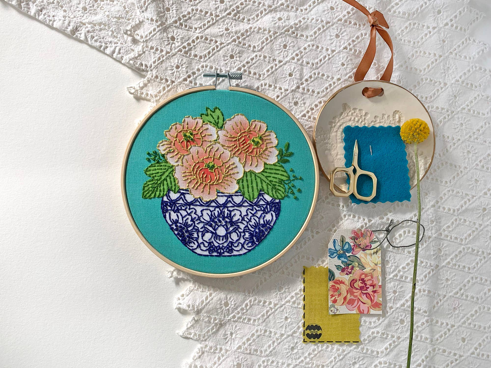 Peony Embroidery Kit - Handcraft Harbor