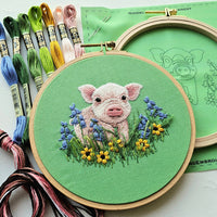 Posing Piglet Embroidery Kit - Handcraft Harbor