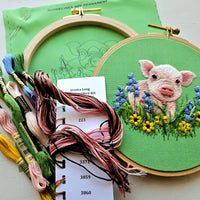 Posing Piglet Embroidery Kit - Handcraft Harbor