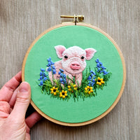 Posing Piglet Embroidery Kit - Handcraft Harbor