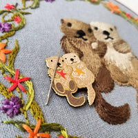 Sea Otters Enamel Needle Minder - Handcraft Harbor