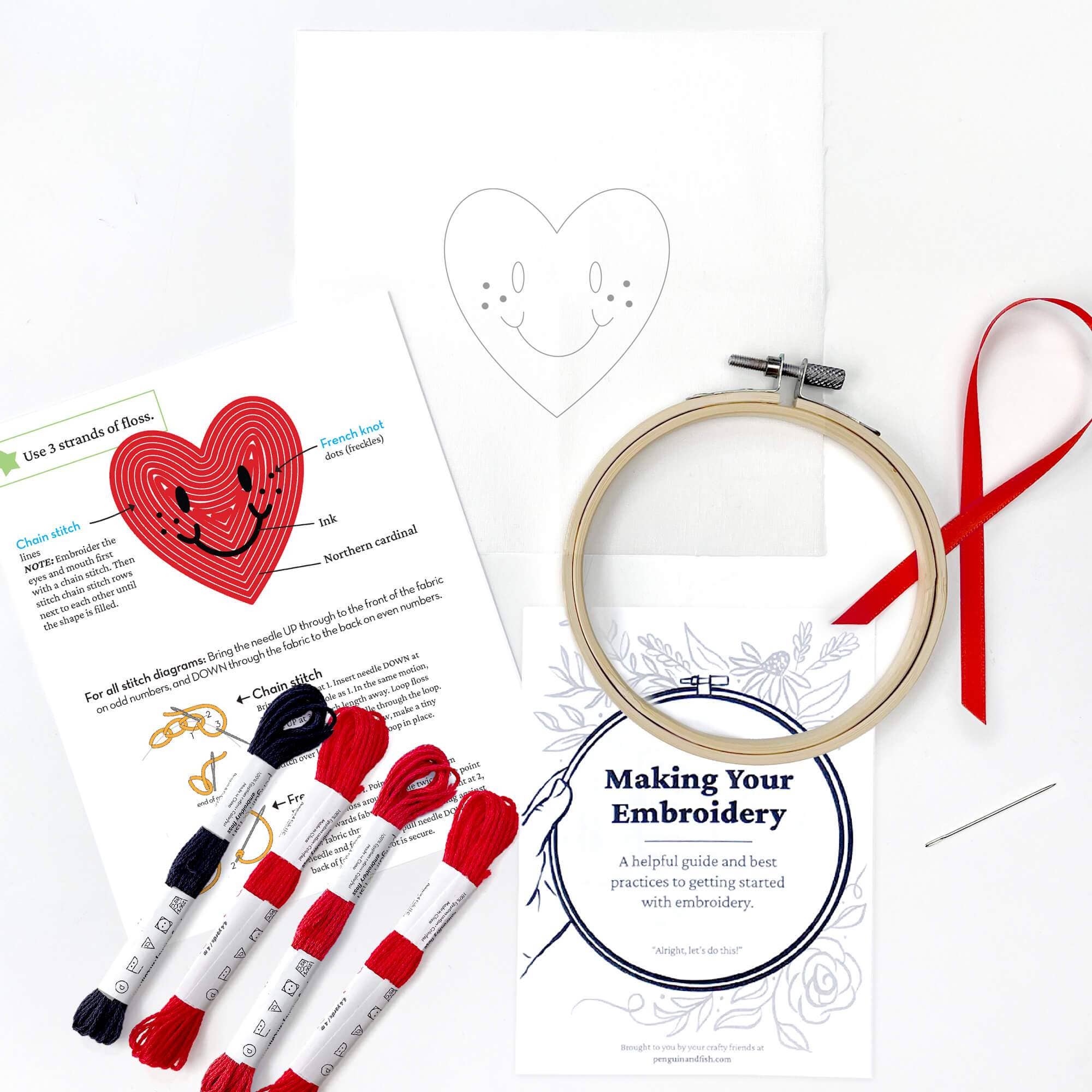 Smiley Heart 4" Embroidery Kit