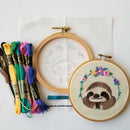 Smiling Sloth Embroidery Kit - Handcraft Harbor