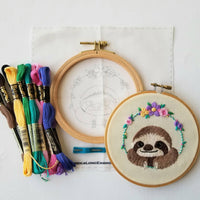 Smiling Sloth Embroidery Kit - Handcraft Harbor