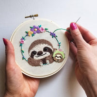 Smiling Sloth Embroidery Kit - Handcraft Harbor