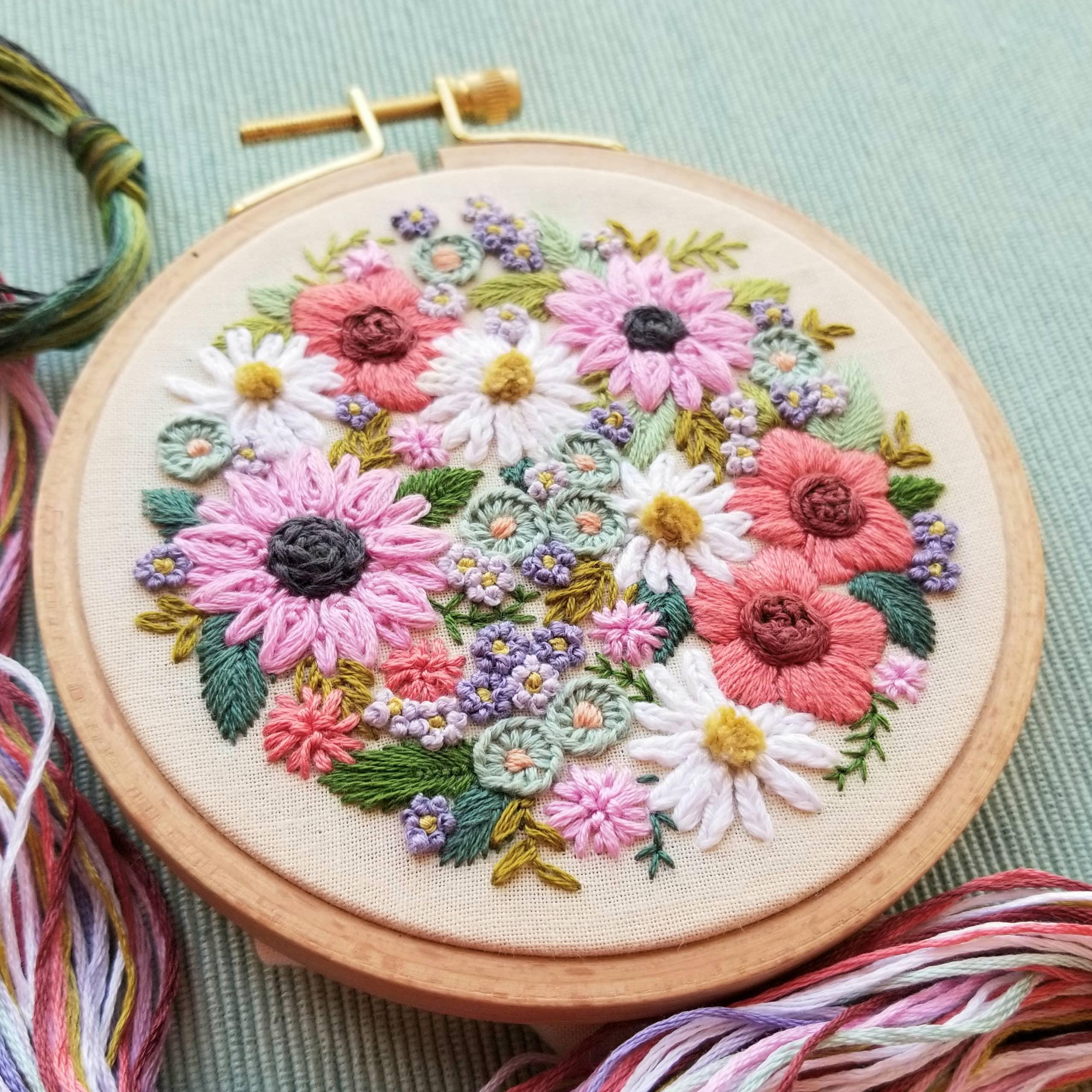 Wildflower Sampler Embroidery Craft Kit - Handcraft Harbor